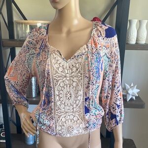 Blue Graphic Relaxed Blouse